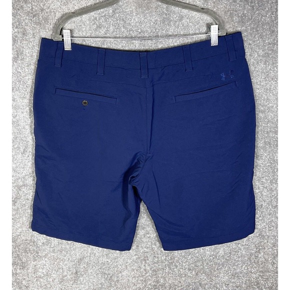 Under Armour Heatgear Loose Chino Shorts Mens Size 40 Stretch Blue Pockets - Picture 2 of 11